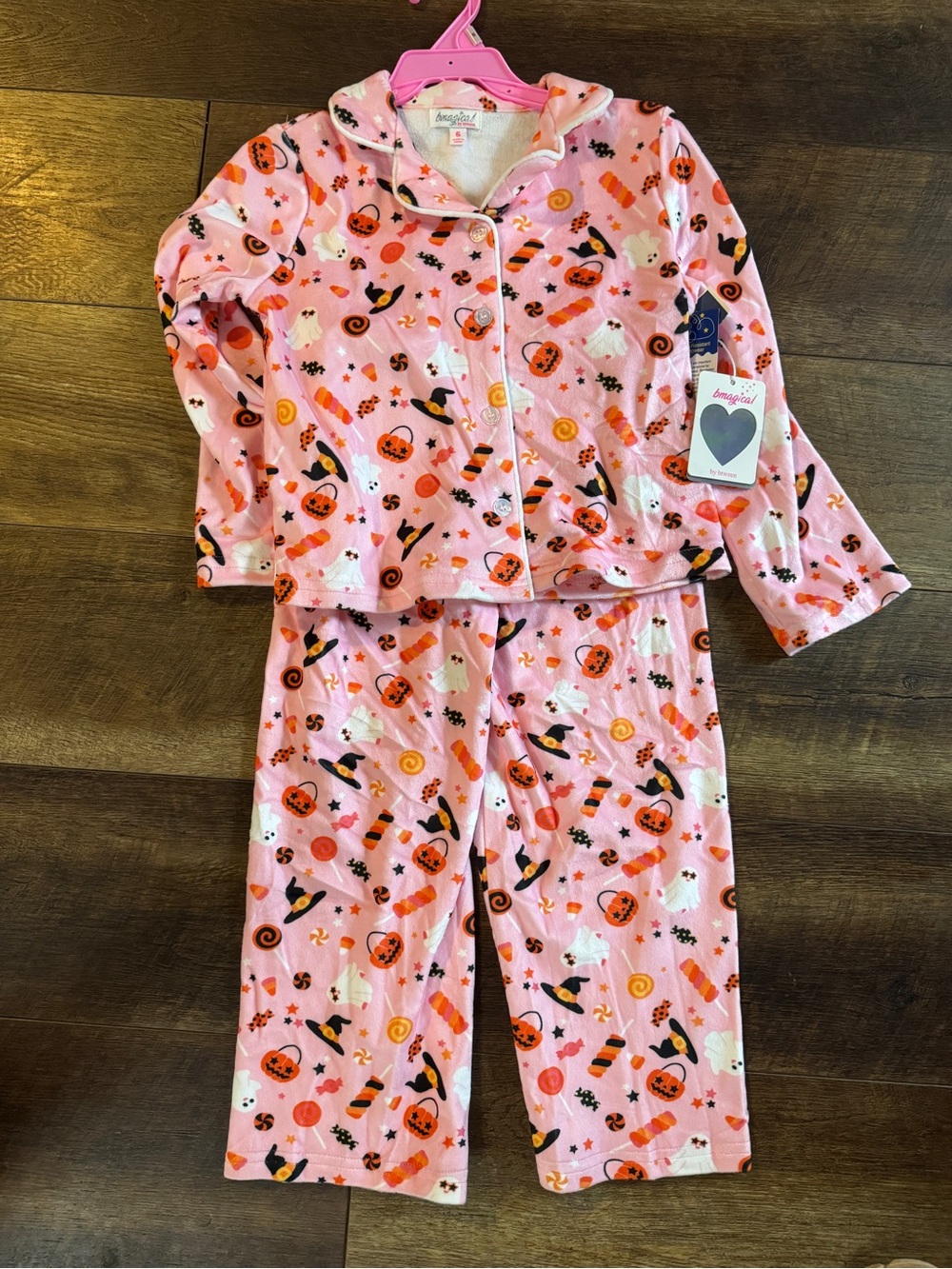 btween Pink Halloween Print Kids Pajama Set